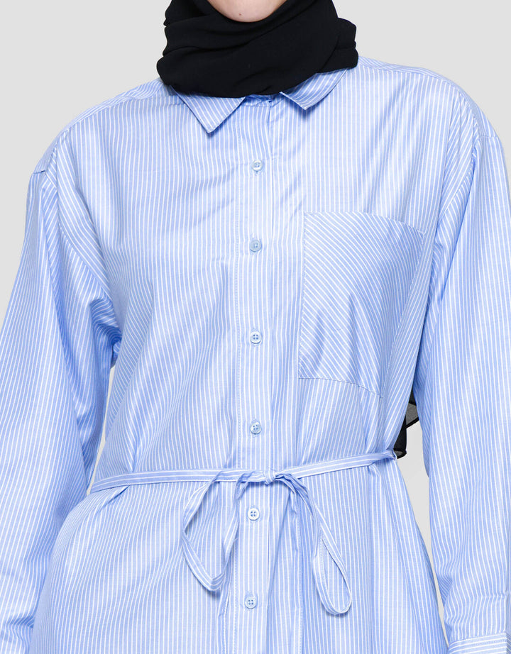 Annisa Cotton Stripes Midi Dress Wanita