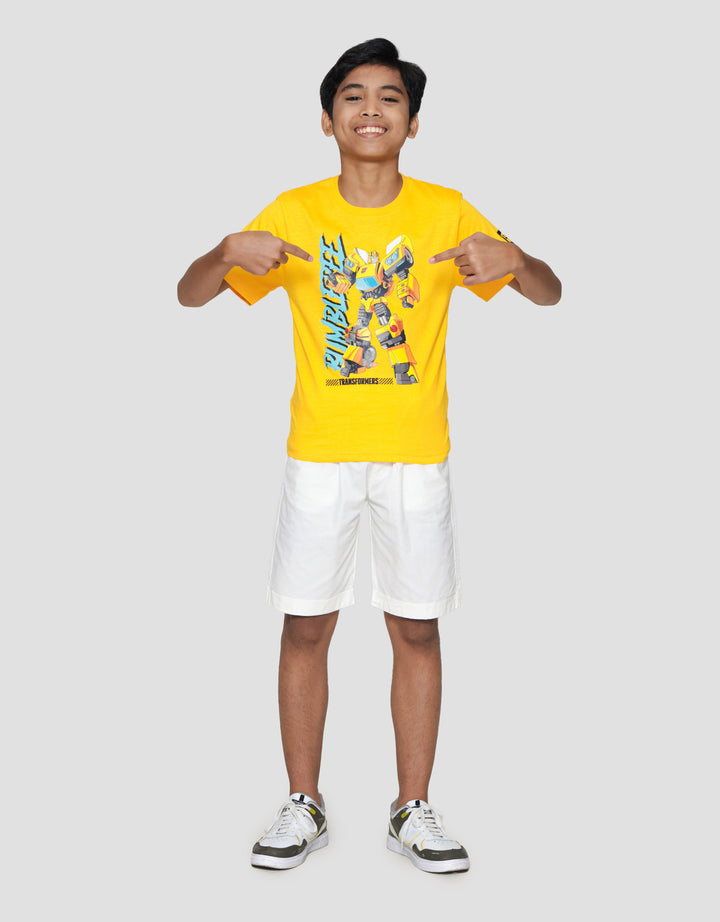 Character Bumblebee Standing Logo Kaos Anak Laki-laki