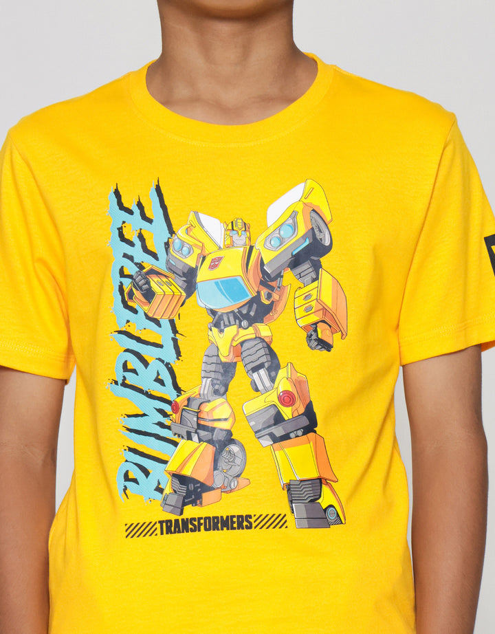 Character Bumblebee Standing Logo Kaos Anak Laki-laki