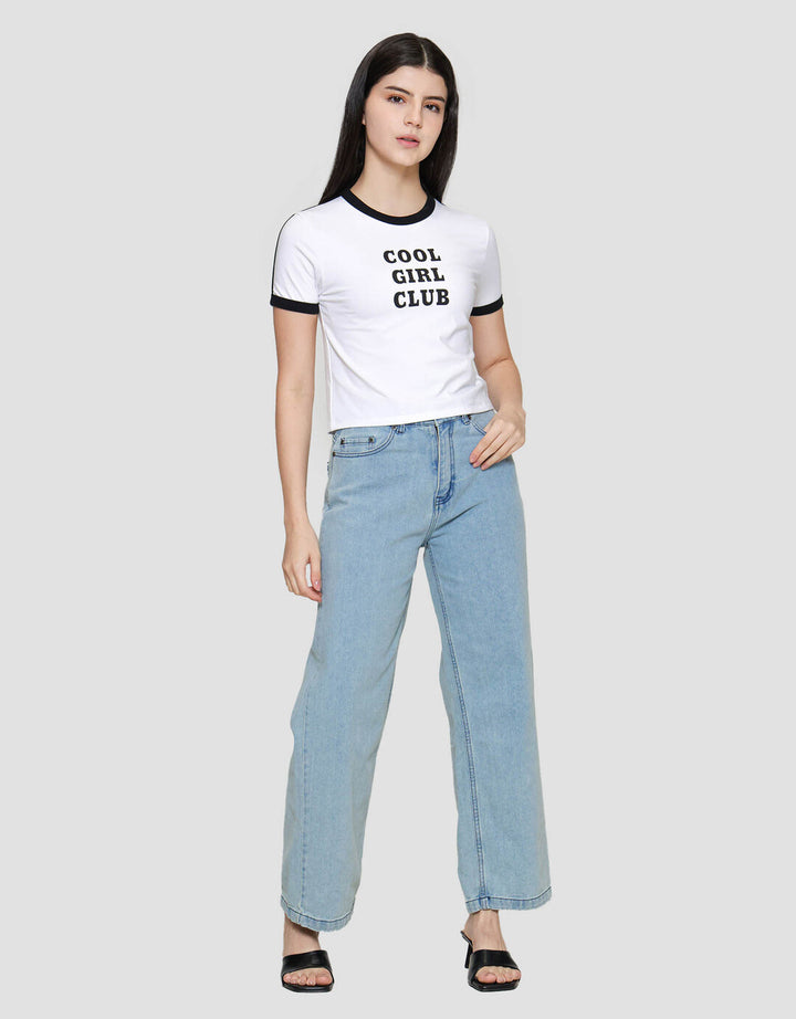 Nevada Ringer Cool Girl Club Kaos Lengan Pendek Wanita