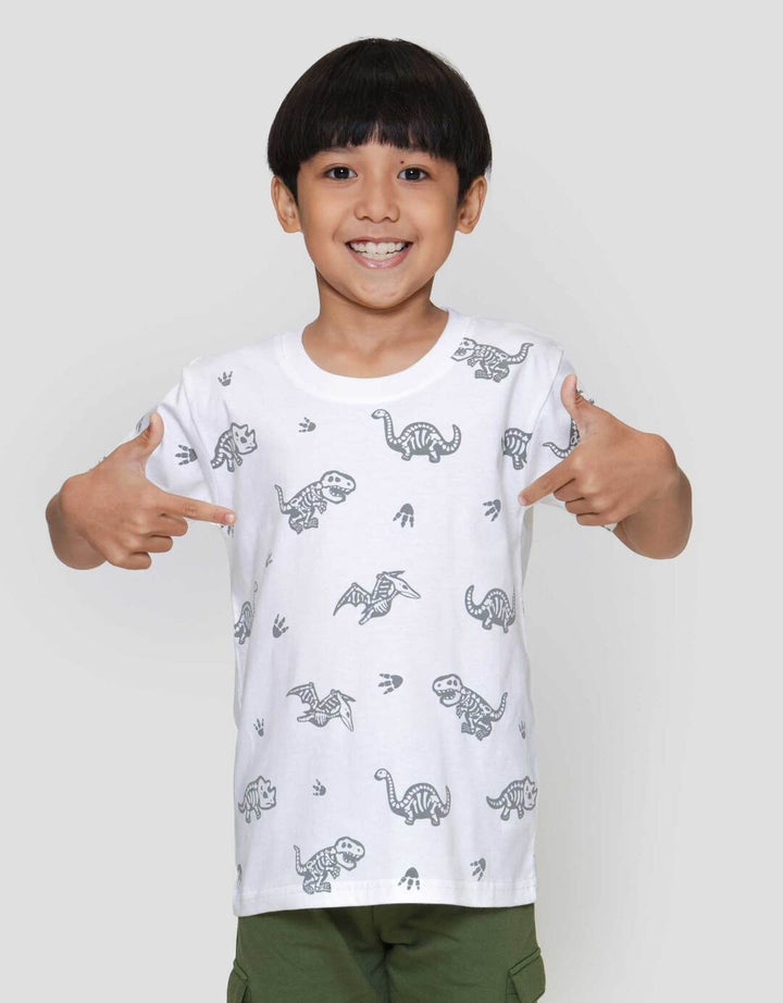 Little M Print Fossil Dino Kaos Anak Laki-laki