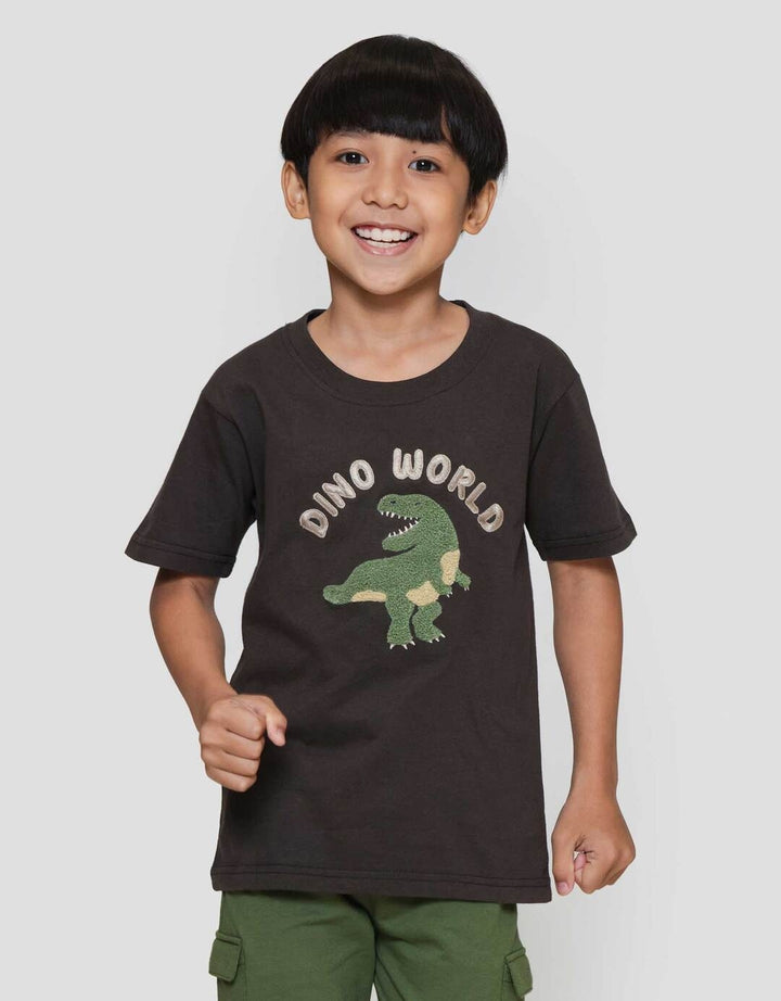 Little M Aplikasi Towel Dino World Kaos Anak Laki-laki