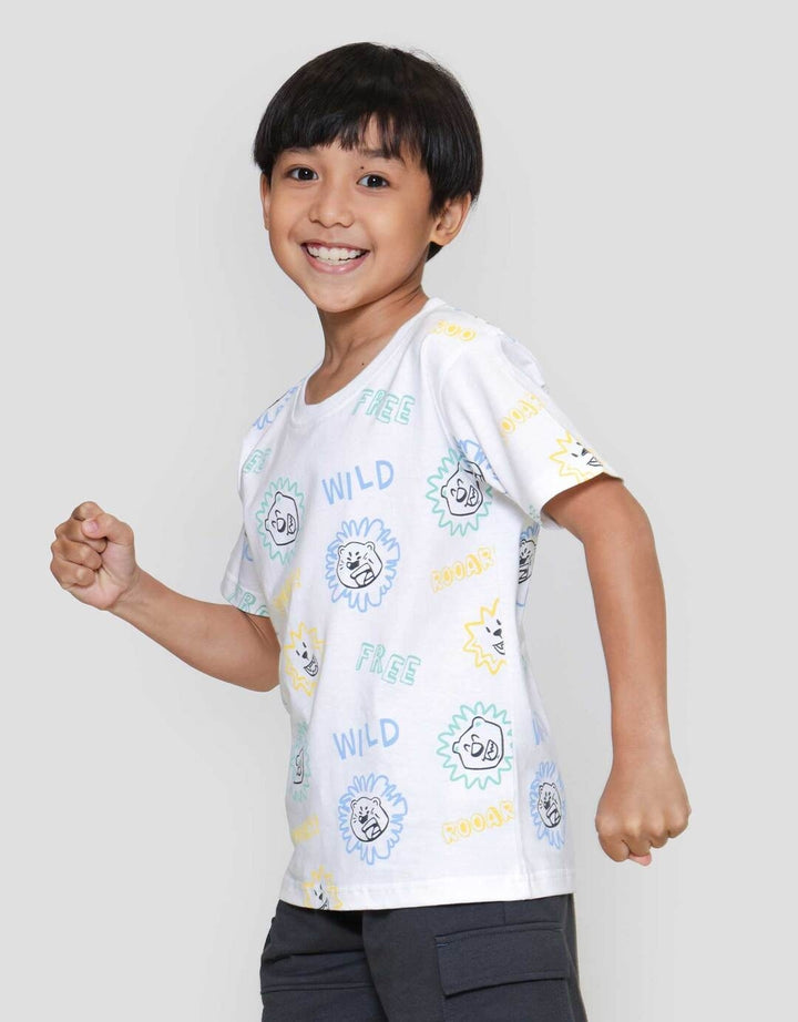 Little M Full Print Wild Roar Kaos Anak Laki-laki