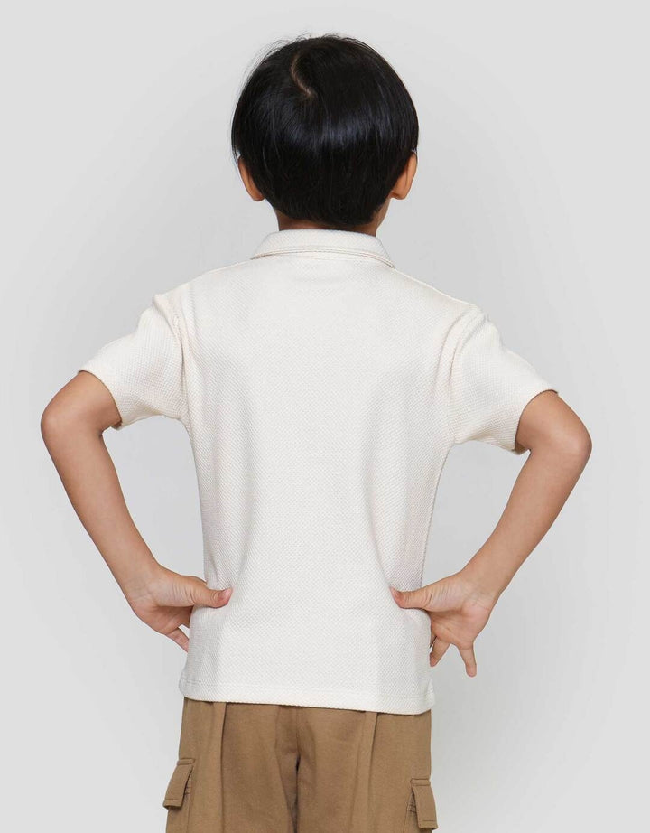 Little M Kerah Ritsleting Texture Kaos Anak Laki-laki