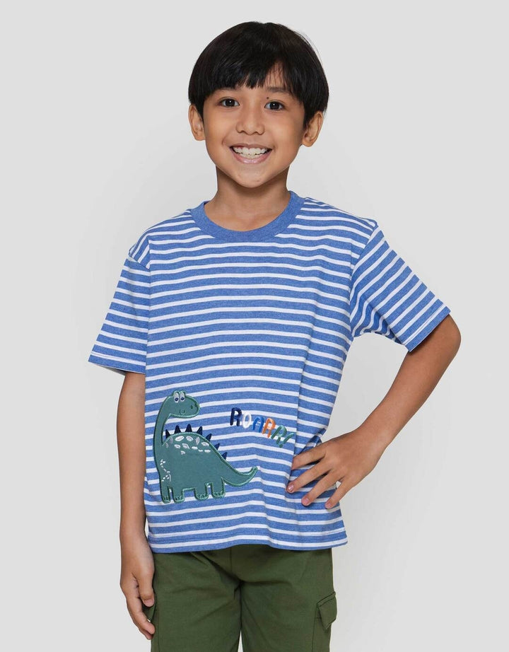 Little M Salur Yarn Dyed Aplikasiikasi Kaos Anak Laki-laki