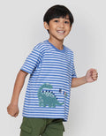 Little M Salur Yarn Dyed Aplikasiikasi Kaos Anak Laki-laki
