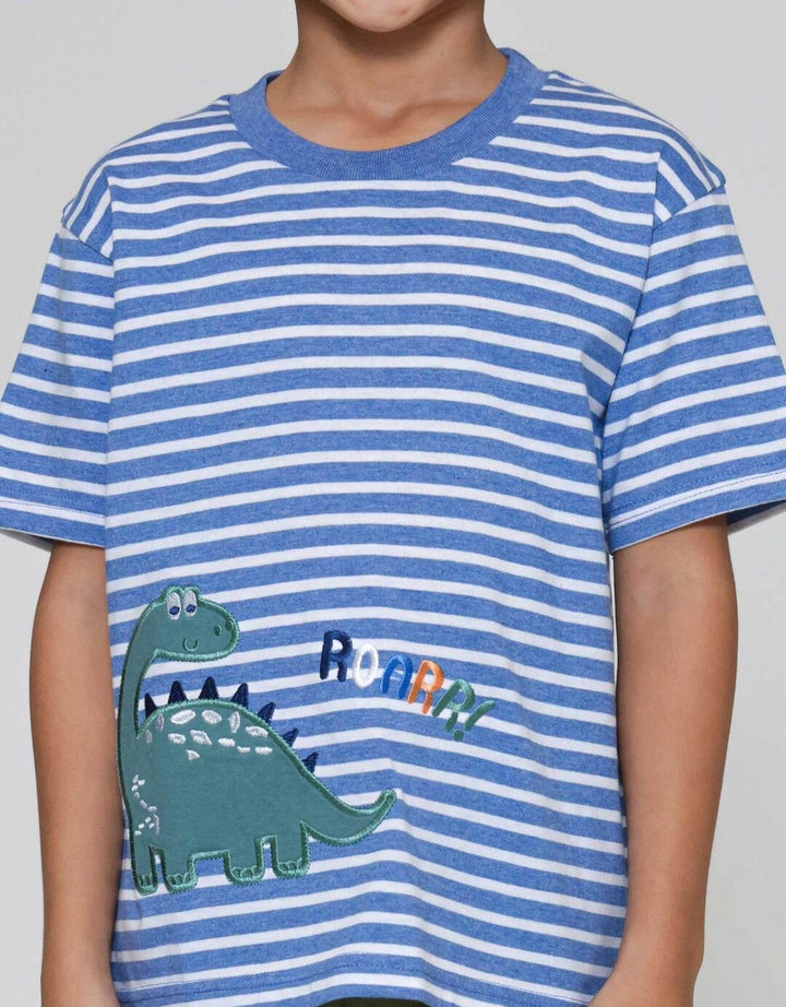 Little M Salur Yarn Dyed Aplikasiikasi Kaos Anak Laki-laki