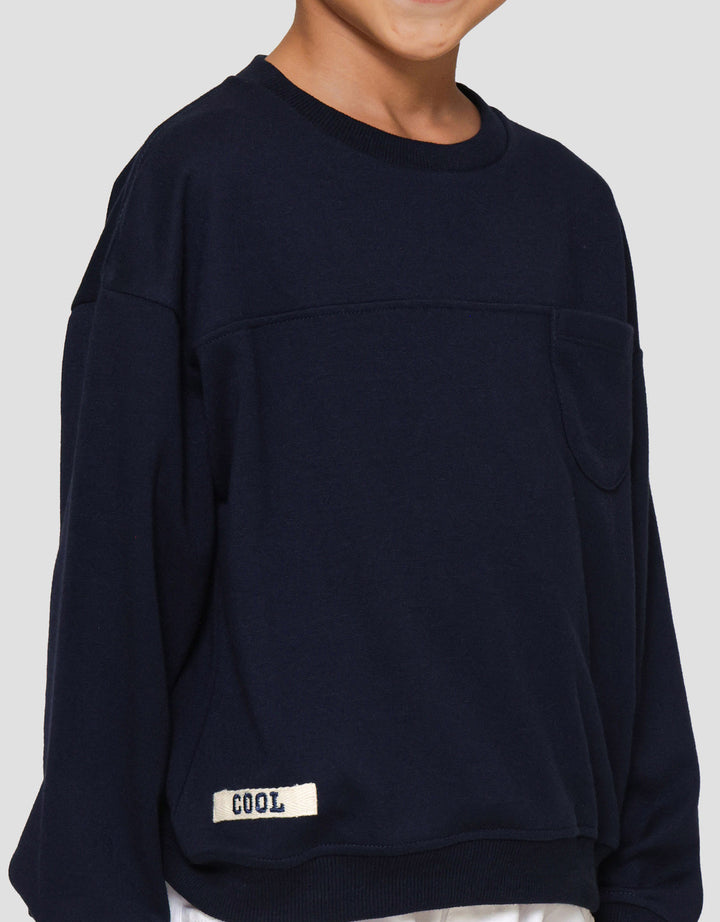 Little M Oversize Cut Sewn Great Crew Sweater Anak Laki-laki