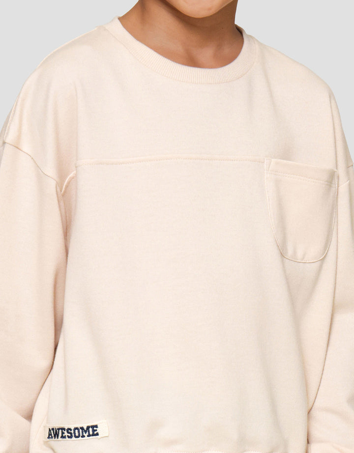 Little M Oversize Cut Sewn Great Crew Sweater Anak Laki-laki