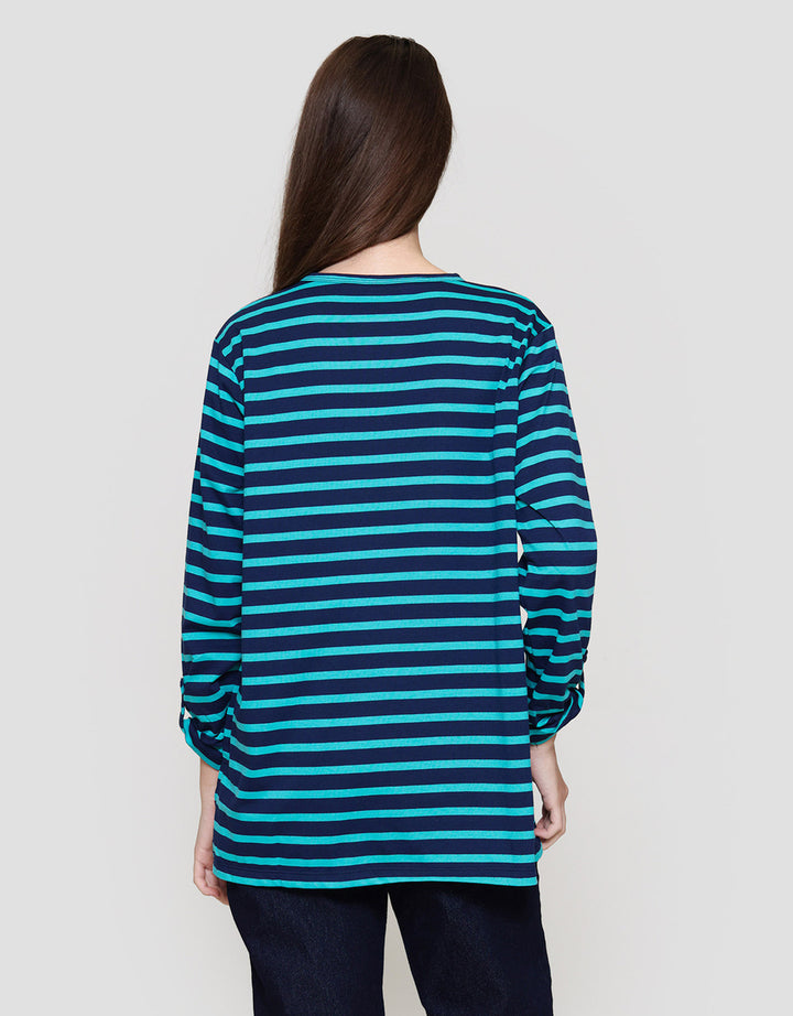 MxM Connexion Stripe Detail Button Blouse Wanita