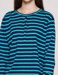 MxM Connexion Stripe Detail Button Blouse Wanita