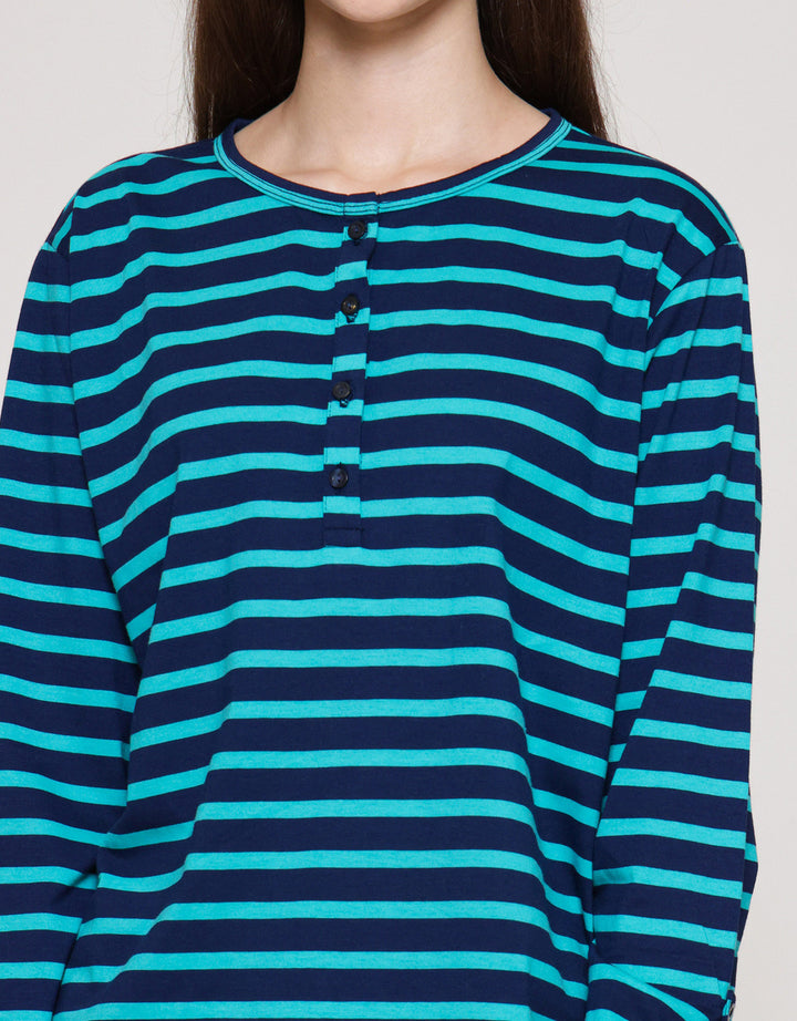 MxM Connexion Stripe Detail Button Blouse Wanita