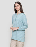 MxM Connexion Stripe Triple Button Blouse Wanita