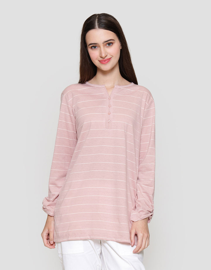 MxM Connexion Stripe Model V-Neck Blouse Wanita