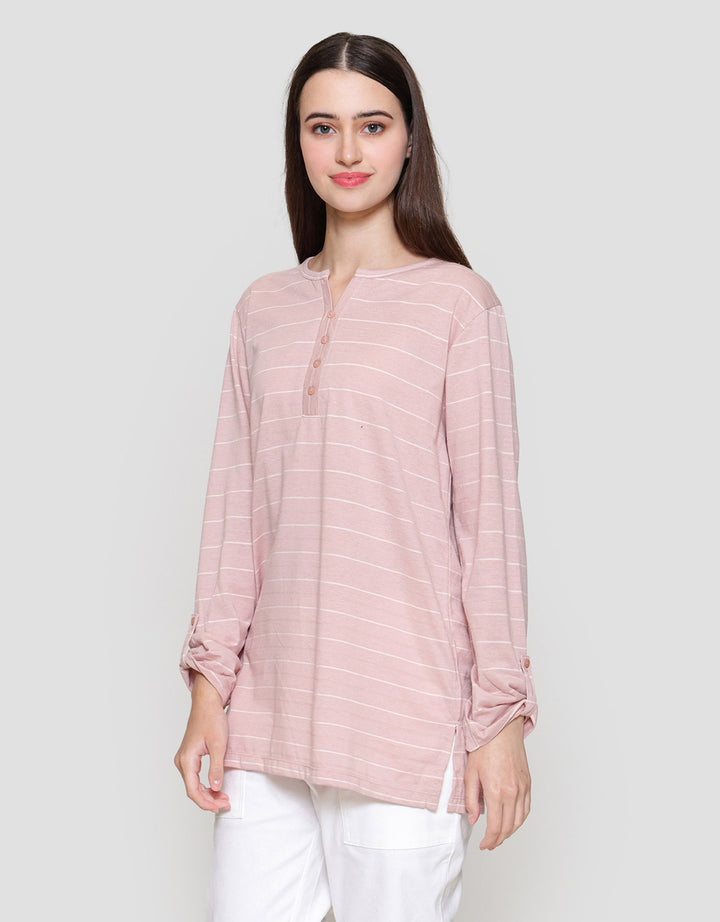 MxM Connexion Stripe Model V-Neck Blouse Wanita
