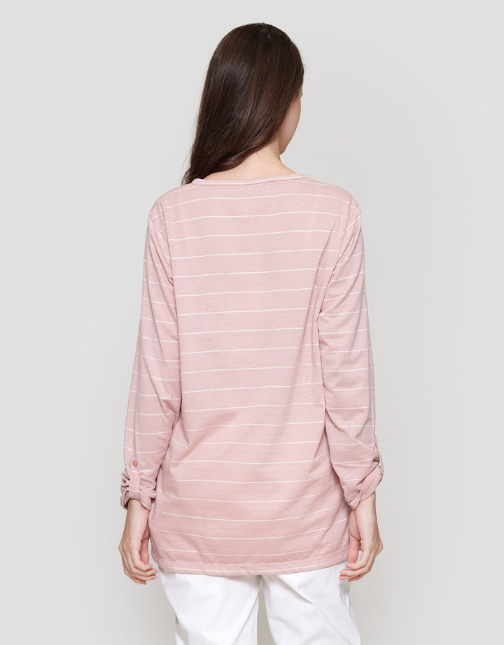 MxM Connexion Stripe Model V-Neck Blouse Wanita