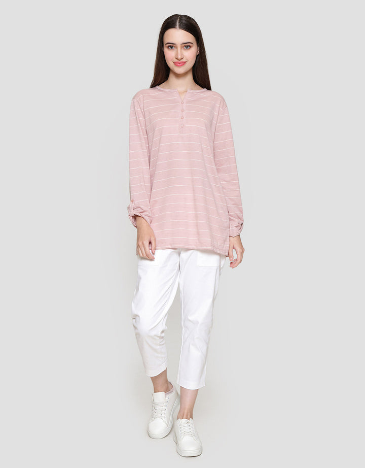 MxM Connexion Stripe Model V-Neck Blouse Wanita