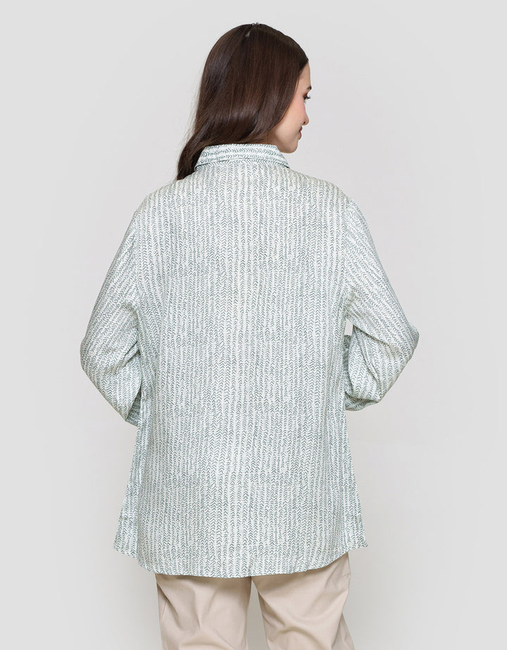 MxM Connexion Motif Full Button Blouse Wanita