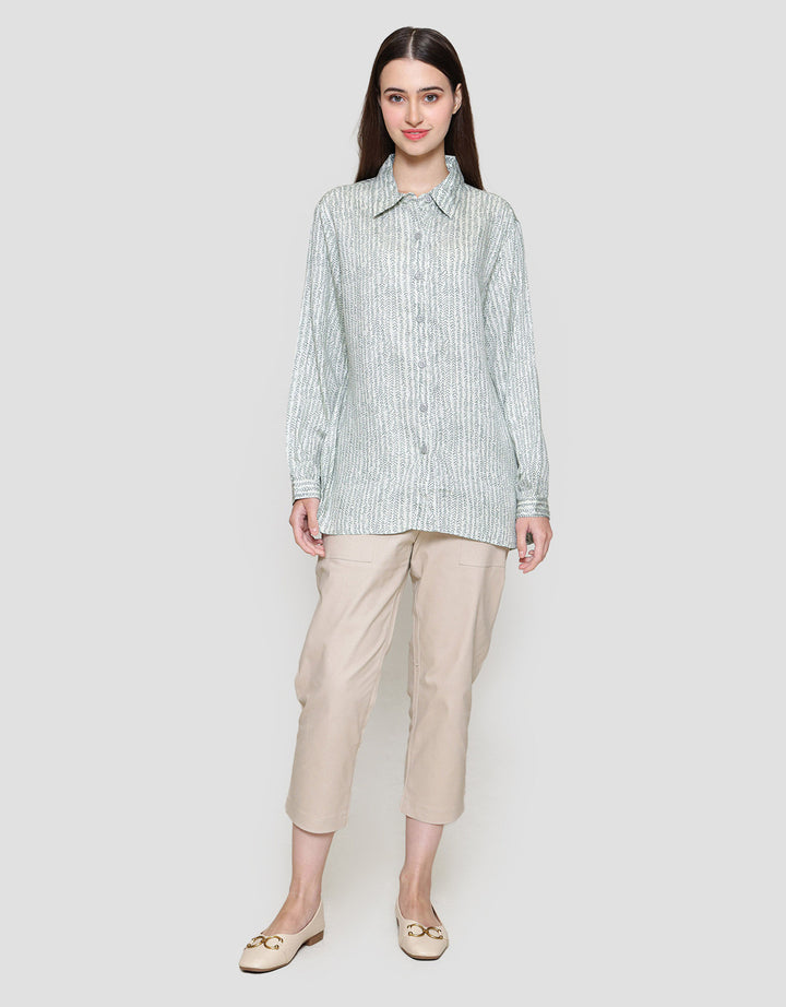 MxM Connexion Motif Full Button Blouse Wanita
