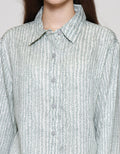 MxM Connexion Motif Full Button Blouse Wanita