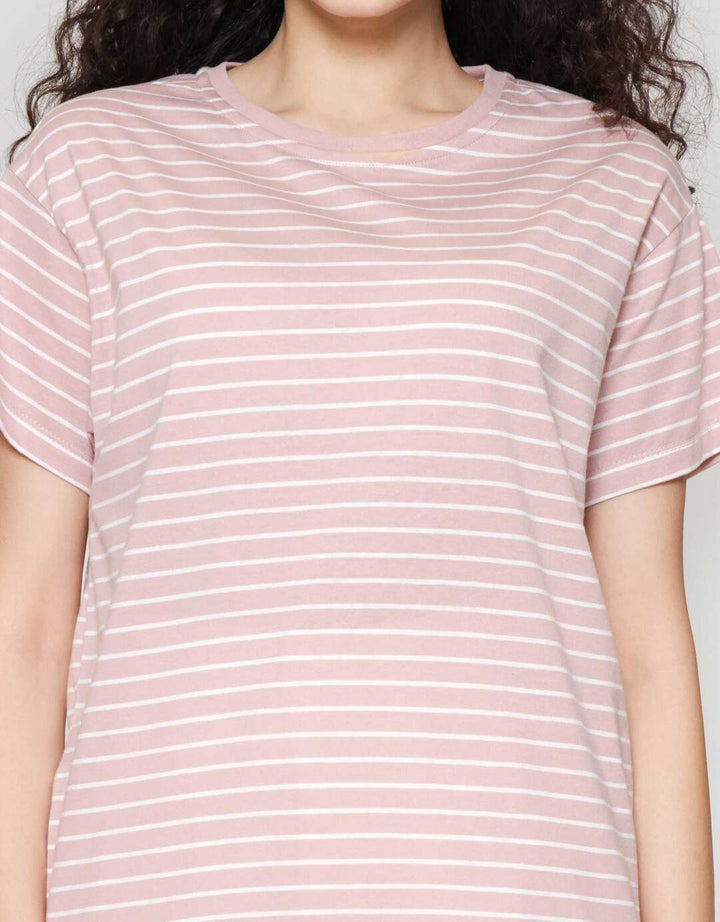 Connexion Stripe Tipe Kaos Wanita