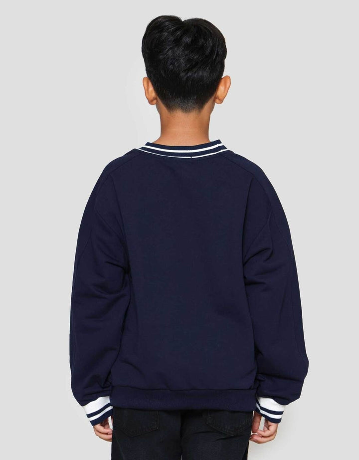 Nevada Knit Contrast Rib Print Bear Sweater Anak Laki-laki