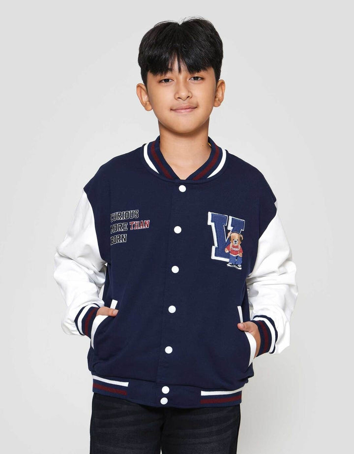 Nevada Knit Varsity Aplikasi Bear Jaket Anak Laki-laki