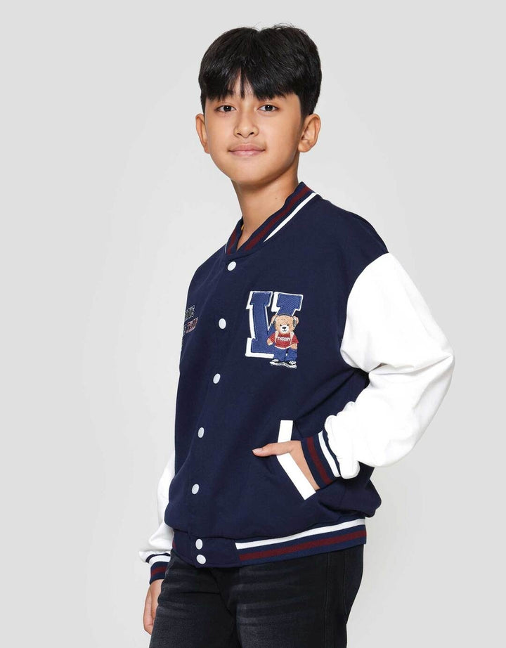 Nevada Knit Varsity Aplikasi Bear Jaket Anak Laki-laki