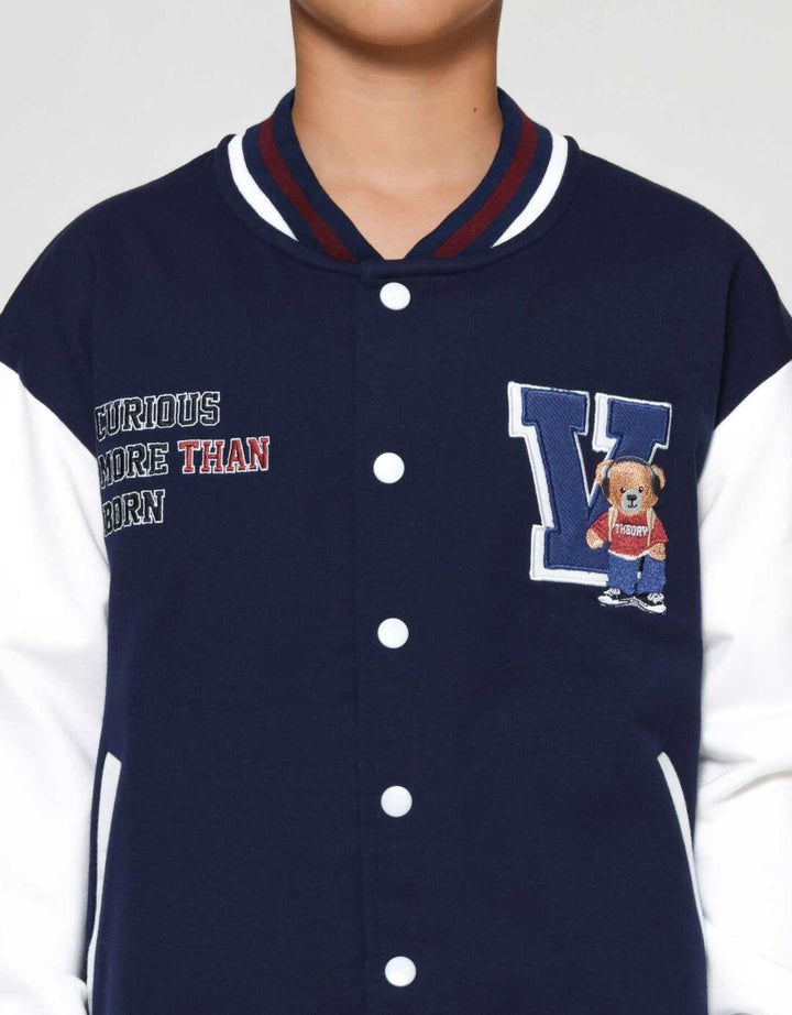 Nevada Knit Varsity Aplikasi Bear Jaket Anak Laki-laki