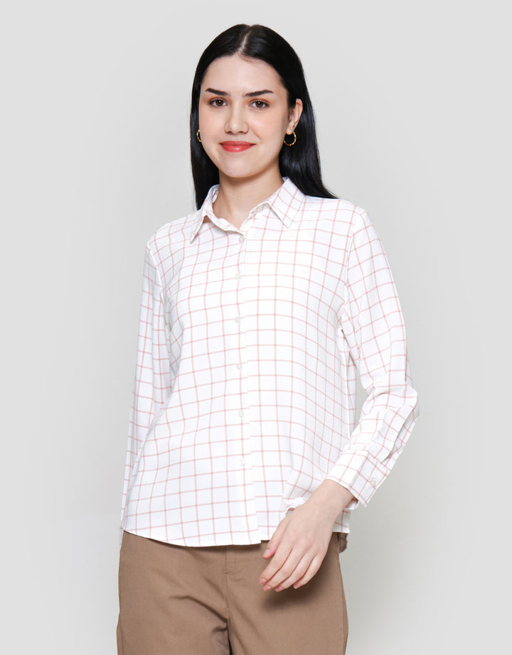 St. Yves Pink Plaids Boxy Kemeja Wanita