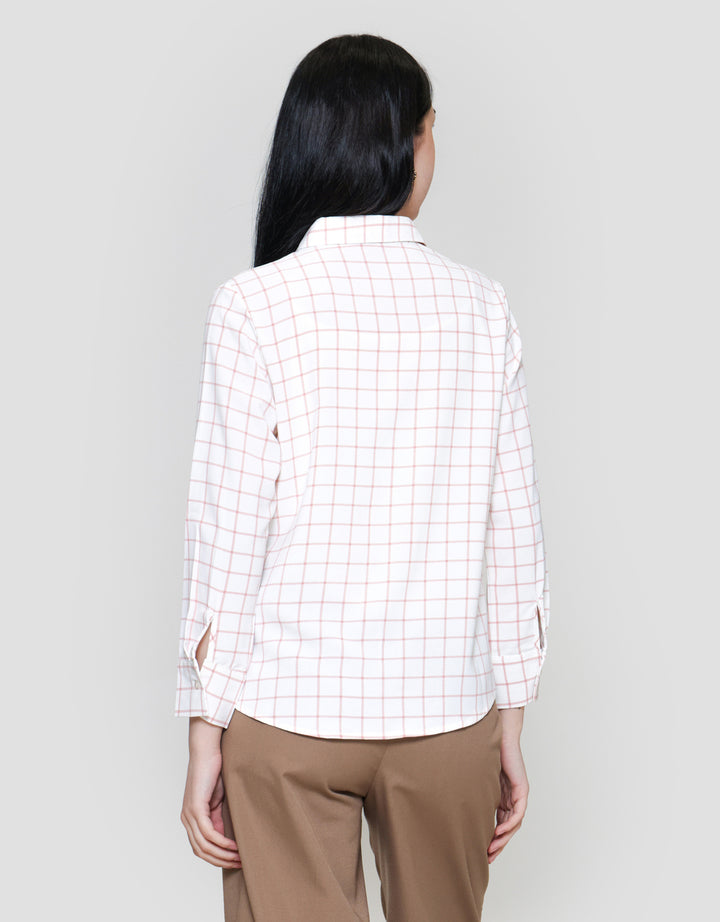 St. Yves Pink Plaids Boxy Kemeja Wanita