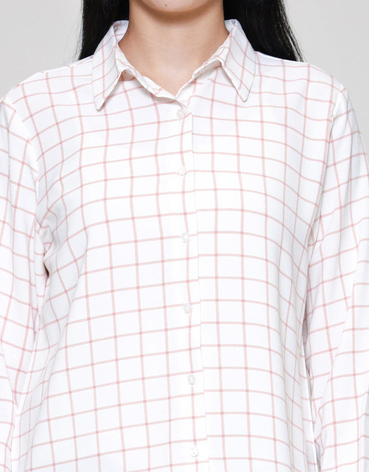 St. Yves Pink Plaids Boxy Kemeja Wanita