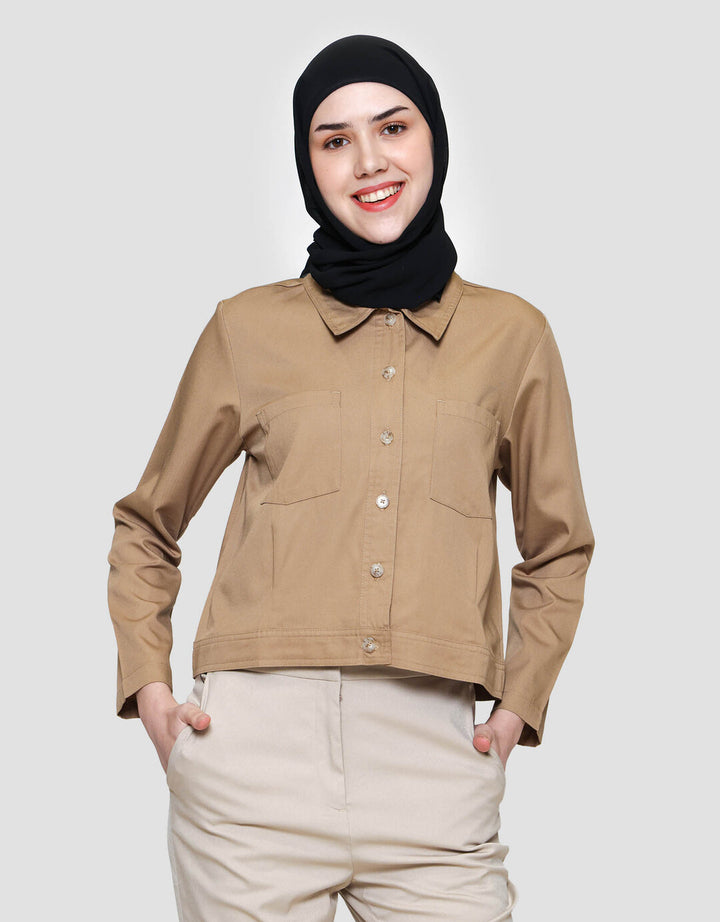 Annisa Washed Twill Boxy Outer Jaket Wanita