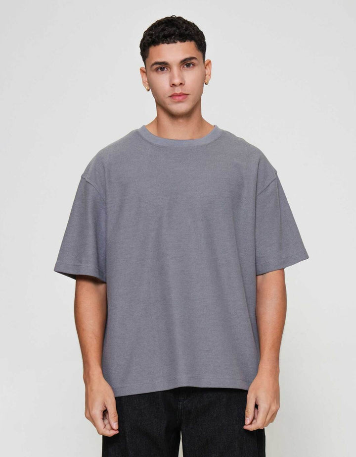 ZES Cut And Sew Textured Nicky Kaos Lengan Pendek Pria NICKY