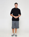 ZES Rib Knit Crew Neck Colin Kaos Lengan Pendek Pria COLIN