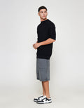 ZES Rib Knit Crew Neck Colin Kaos Lengan Pendek Pria COLIN