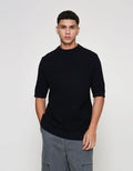 ZES Rib Knit Crew Neck Colin Kaos Lengan Pendek Pria COLIN