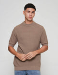 ZES Rib Knit Crew Neck Colin Kaos Lengan Pendek Pria COLIN