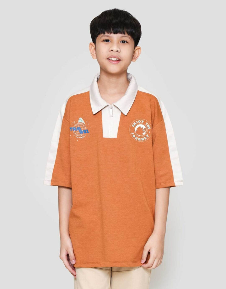 Nevada Half Zipper Polo Sweatshirt Lengan Pendek Anak Laki-laki