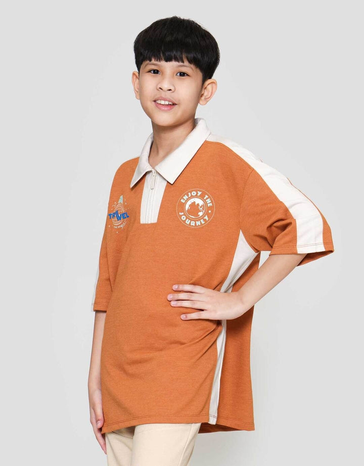 Nevada Half Zipper Polo Sweatshirt Lengan Pendek Anak Laki-laki