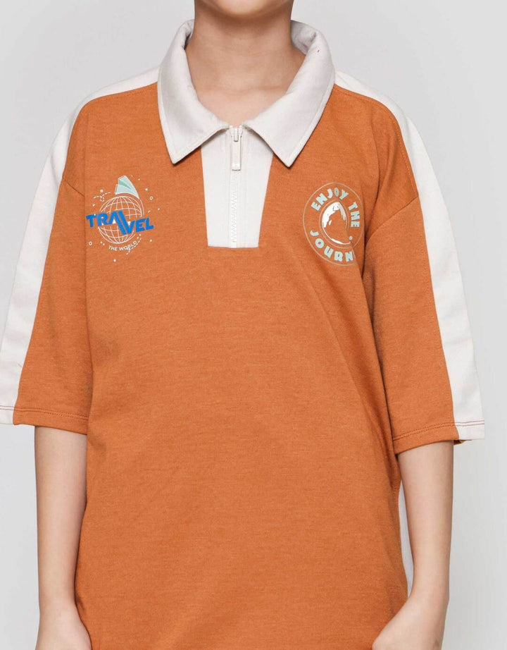 Nevada Half Zipper Polo Sweatshirt Lengan Pendek Anak Laki-laki