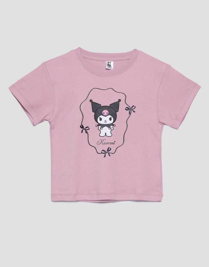 Character Kuromi Pita Print Kaos Anak Perempuan