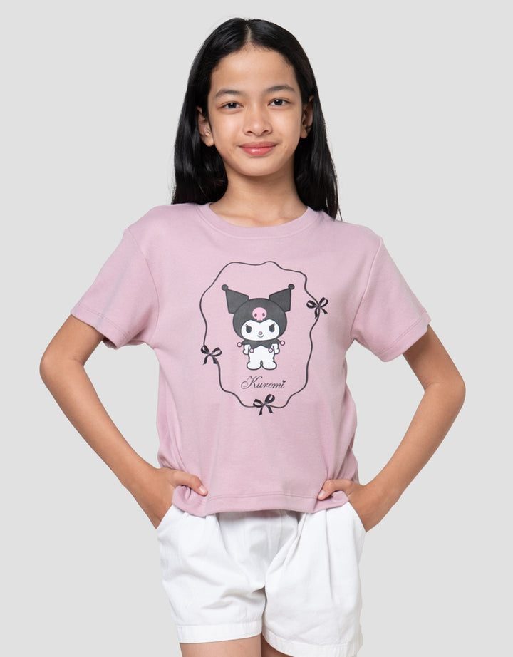 Character Kuromi Pita Print Kaos Anak Perempuan