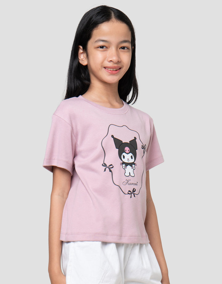 Character Kuromi Pita Print Kaos Anak Perempuan