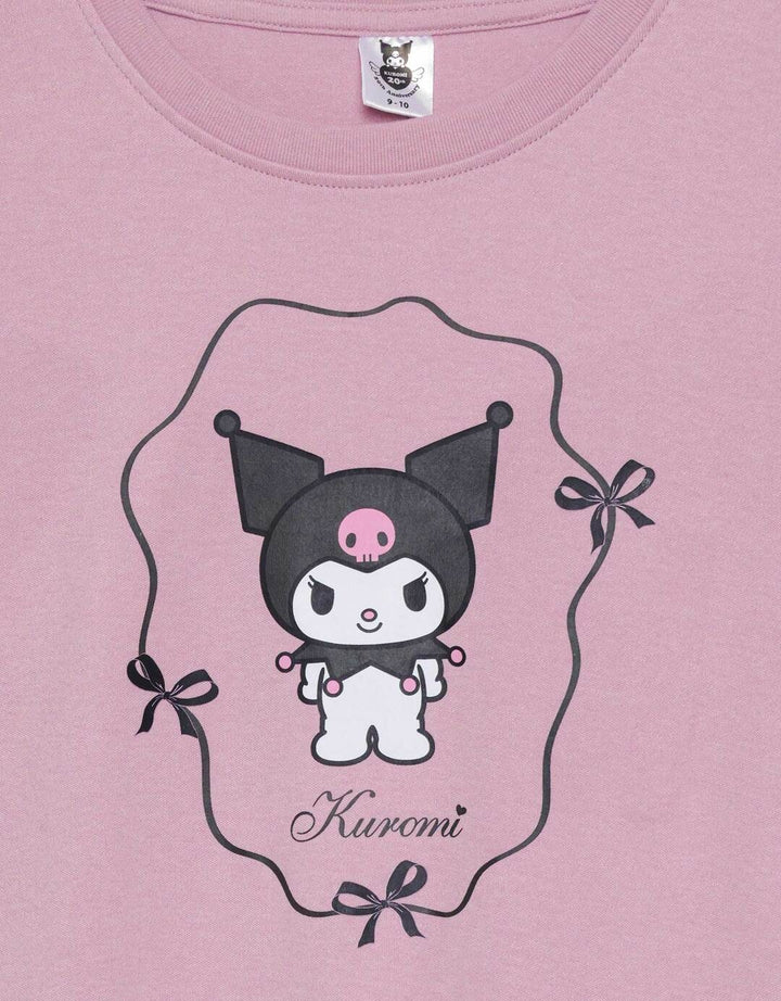 Character Kuromi Pita Print Kaos Anak Perempuan