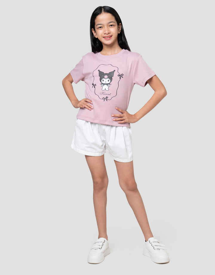 Character Kuromi Pita Print Kaos Anak Perempuan