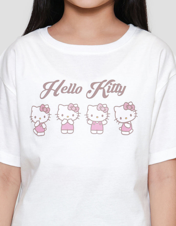 Character Hello Kitty Kerut Kaos Anak Perempuan