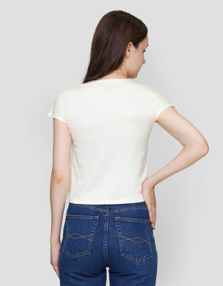 Nevada Solid Rib Cute Duck Kaos Lengan Pendek Wanita