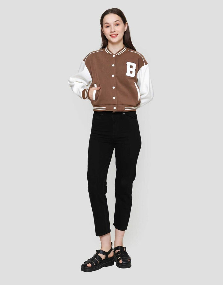 Nevada Boxy Fleece Varsity Jaket Wanita