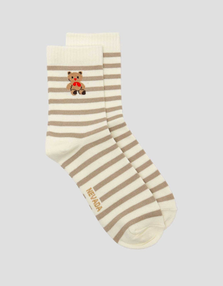 Nevada Quarter Stripe Bear Kaos Kaki Wanita